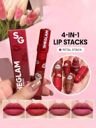 SHEGLAM Mega Kit De Rouge à Lèvres Rouge Crémeux Et Mat 4 En 1 Rouge à Lèvres De Voyage Portable Non DesséChant à Haute Teneur